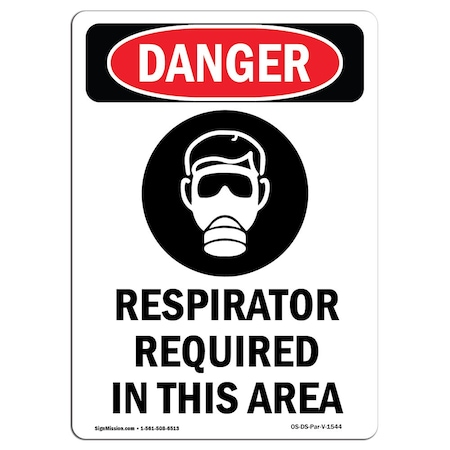 OSHA Danger Sign, Respirator Required, 10in X 7in Rigid Plastic